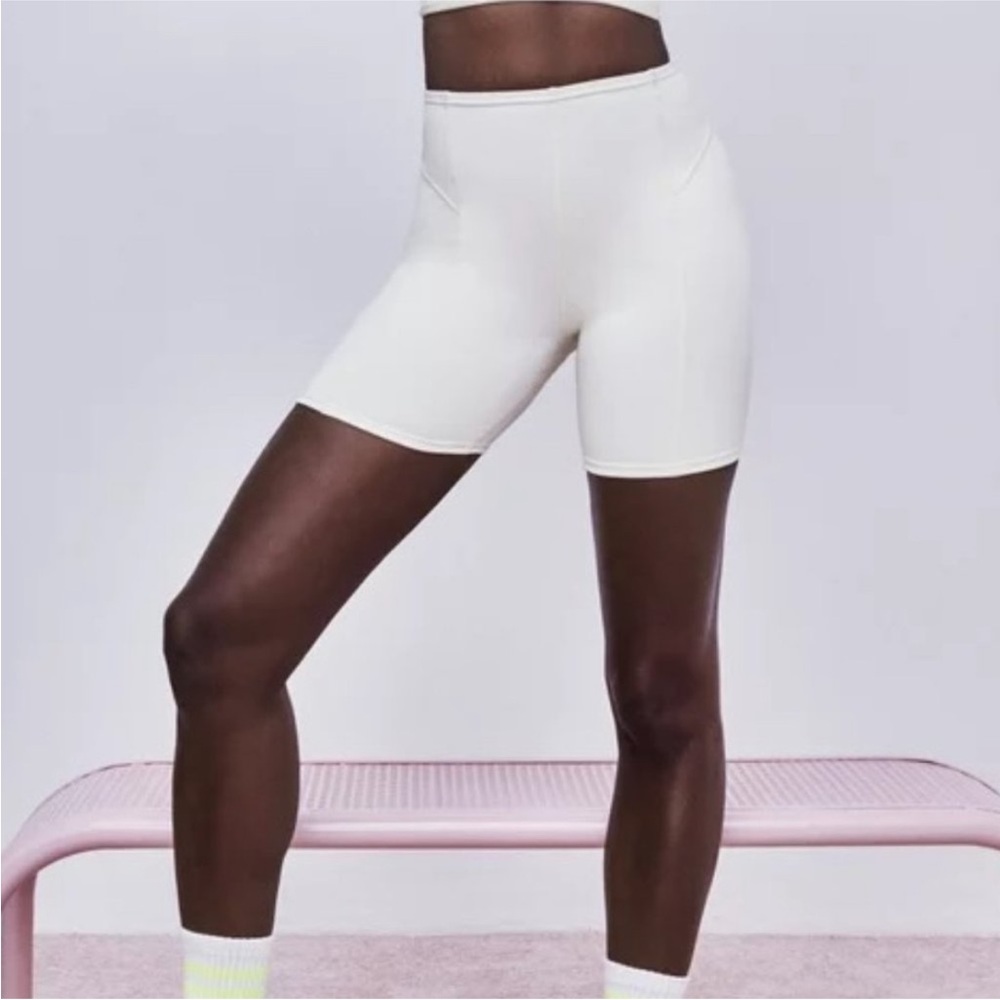 For Love And Lemons Women's Cream Biker Workout Shorts